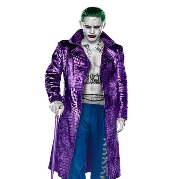 JARED LETO SUICIDE SQUAD JOKER CROCODILE LEATHER COAT HALLOWEEN COSPLAY COSTUME - Picture 1 of 14